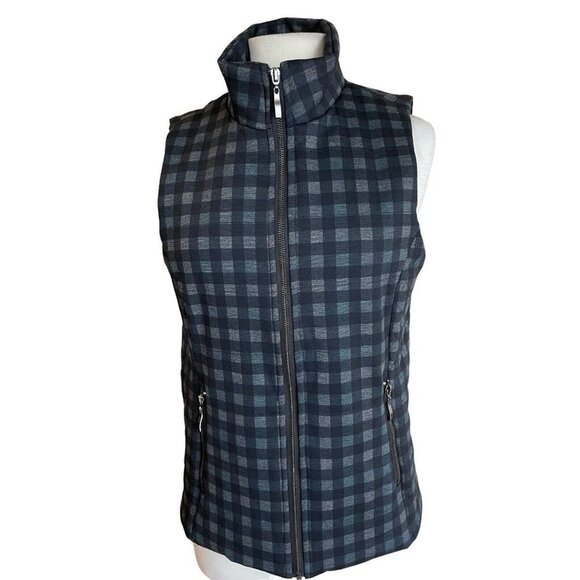 Lemon Tart Sleeveless Vest Womens Size Medium Plaid Insulated Full Zip Pockets - Picture 2 of 5